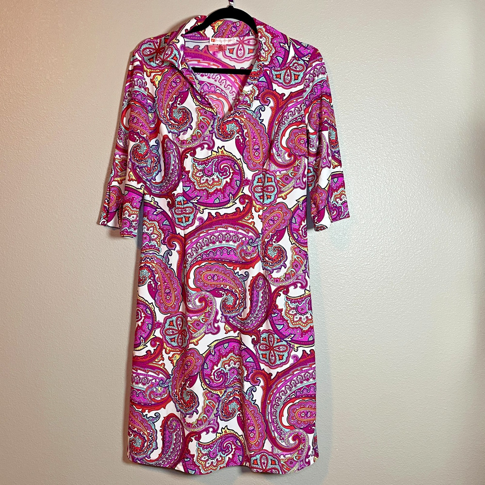 Jude Connally Pink Paisley Midi Dress